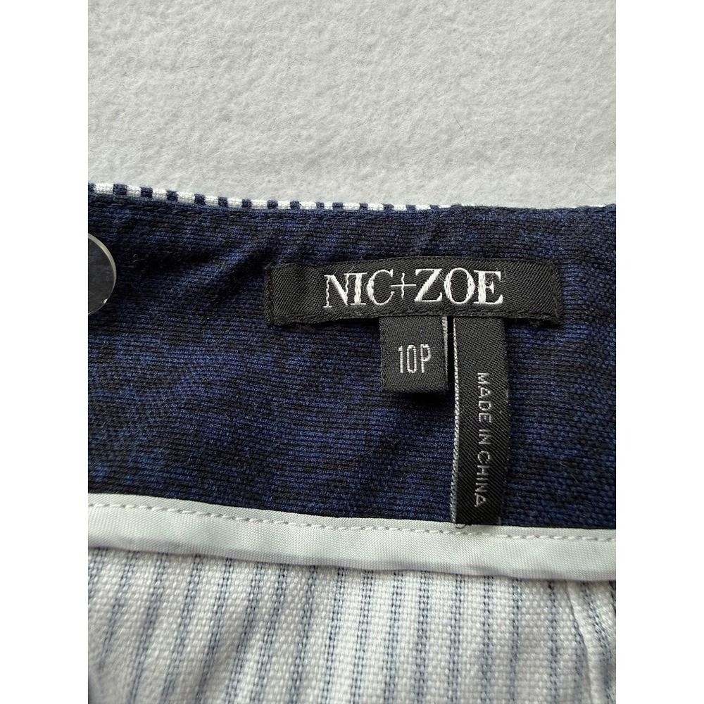 NIC+ZOE Skirt Women 10P Blue Bottle Print Pencil Stretch Artistic Knit Career - Picture 7 of 9